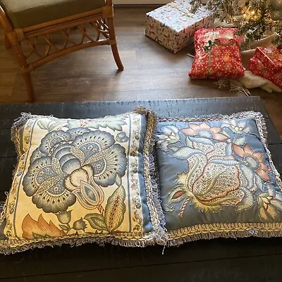 2 Vintage   Floral Spray  Crewel Embroidery Pillow • $18.30