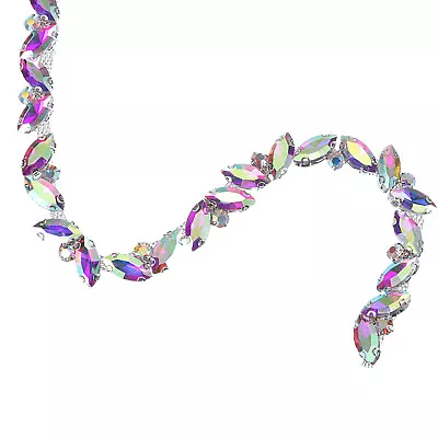 1 Yard Rhinestone Chain Trim 10mm Shiny Crystal Chain Applique (AB Color) • $15.33