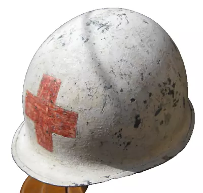 Vintage Original M-1 Helmet Post WW2 WWII Medic Infantry Div. M1  Named Liner • $300