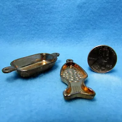 Dollhouse Miniature Copper Cake Molds Rectangle Dish & Fish IM65012 • $2.24