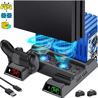 $24.98 • Buy PS4 Controller Charging Dock Vertical Stand Cooling Fan For Sony Playstation 4