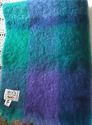 Pre-Owned  Avoca Collection Mohair Throw Blue Purple Green  With Fringe 56x72 • $50