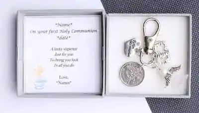 Personalised First Holy Communion Lucky Sixpence Novelty Keyring - Gift • £7.99