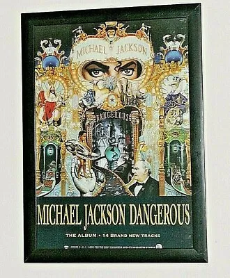 MICHAEL JACKSON Framed A4 1991 `dangerous` ALBUM Original Promo ART Poster   • £13.99