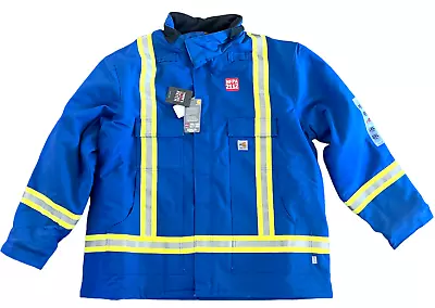 Carhartt Blue Flame Resistant Reflective Striped Duck Traditional Coat 3xl Tall • $174.99