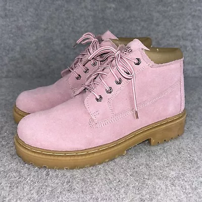 Cotton Traders Boots Womens UK 8 EU 42 Pink Snkle Chukka Work Lace Up Suede • £19.55
