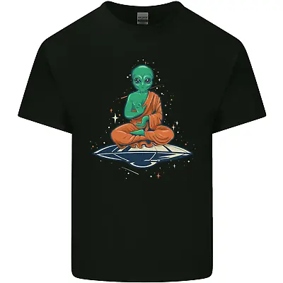 Meditating Alien UFO Yoga Mens Cotton T-Shirt Tee Top • $26.26