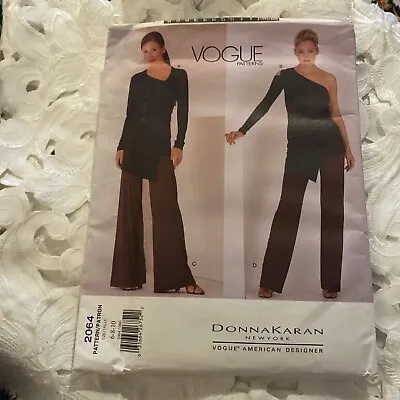 Vogue 2064 DONNA KARAN Misses' Wrap Top & Two Variations Pants  Size 6-8-10 FF • $14.99