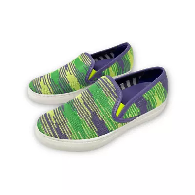 Missoni Striped Space Dye Purple Green Slip On Sneakers Women’s Size EU 36 US 6 • $20