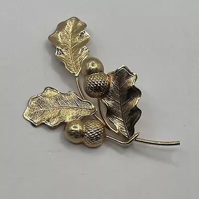 Vintage 12K Gold Filled Acorn / Oak Leaf Brooch Signed & Stamped INC.  #12 • $29