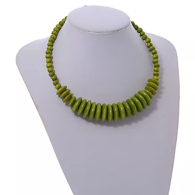 £13.99 • Buy Round Button Bead Wire Necklace In Lime Green - 46cm L
