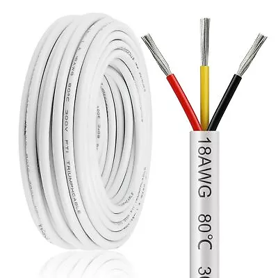 50FT 18 Gauge Wire 3 Conductor 18AWG Electrical Wire 18/3 Oxygen Free Stran • $37.58
