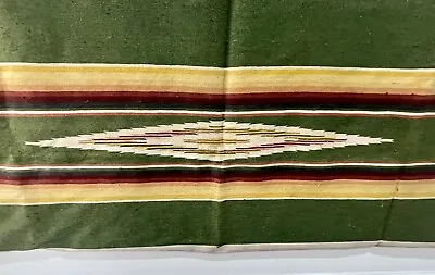 VINTAGE MEXICAN SALTILLO BLANKET SERAPE RUG TEXTILE 63 X 91 • $150