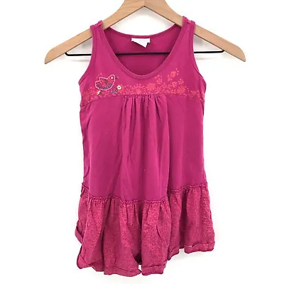 Naartjie Sleeveless Empire Waist Dress With Tiered Hem Embroidery Pink 5 Girls • $18.75