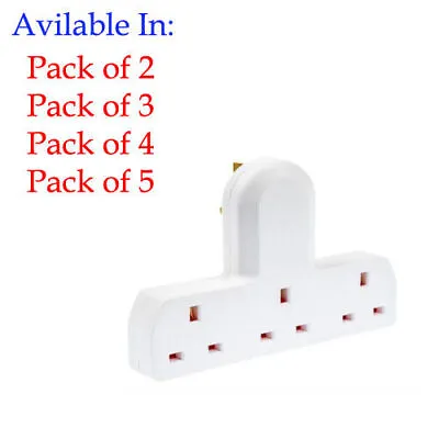 3 Way Gang Extension Wall Socket UK Mains Plug Adaptor Convert Extender 13A • £6.29