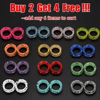 $3.99 • Buy PAIR-ULTRA THIN EAR SKINS TUNNELS-Black Spots Silicone Ear Gauge-Soft Ear Plugs