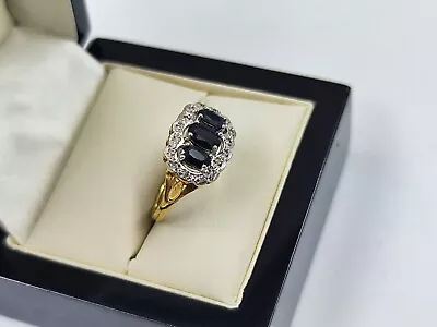 Vintage 9ct Gold Ring With Sapphire And Diamond Size O Hallmarked  • $186.92