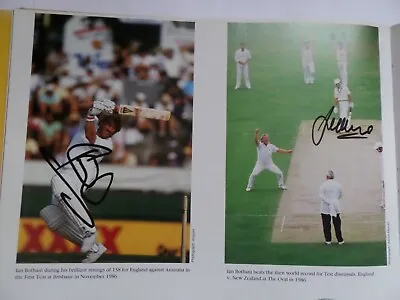 Sir Ian Botham England Cricket  Signed A4 Size Book Picture.  Also Jeff Crowe.  • £14.99