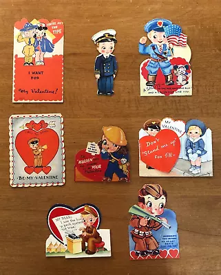 Vintage Antique Lot Of 8 War Time Military School Valentine's Day Cards - 1940s • $7.50