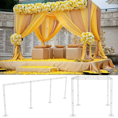 Heavy Dual Layer Pole Wedding Backdrop Stand Adjustable Flower Canopy Background • £120.93