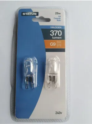 STATUS HALOGEN G9 28w CAPSULE BULB 370 LUMEN 240V  DIMMABLE Twin Pack Free P&p  • £4.49