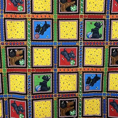 Mary Engelbreit Vtg OOP Scottie Dog Squares Cotton Quilt Fabric 1+ Yd Great Cond • $34.95