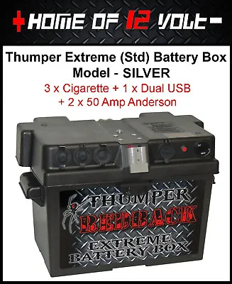 Thumper Battery Box Suits Deep Cycle AGM Lithium 3 X Cigarette 1 X Dual USB • $139