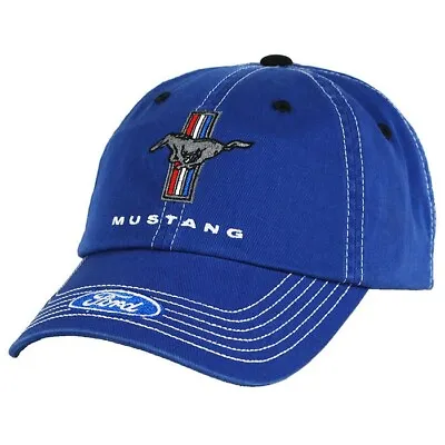 Ford Mustang Tri Bar Logo Cotton Blue Hat • $22.98