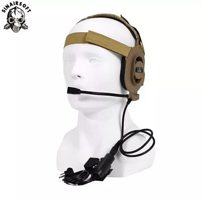 CS HD01 Z Tactical Headset Earpiece Mic + U94 PTT Baofeng UV-5R Kenwood Radio DE • £25.19