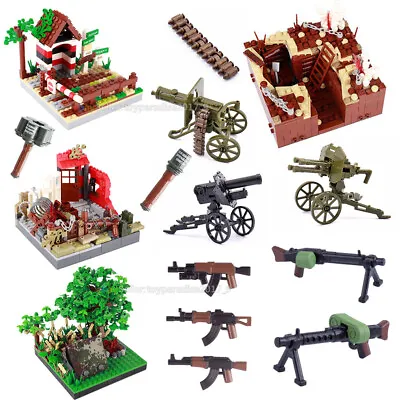 MOC WWII Military Weapon Campsite Trench Sentry Ruins Machine Gun Model Toy Set • $10.72
