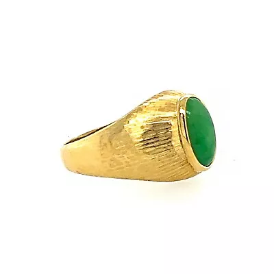 14kt Yellow Gold Jade Mens Ring   Size 7.5    Vintage • $765