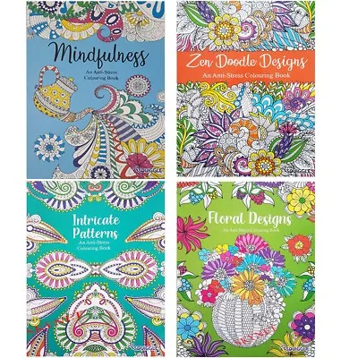 Anti-Stress Colouring Books For Adults Teens - Zen Floral Mindfullness All Ages • £7.99