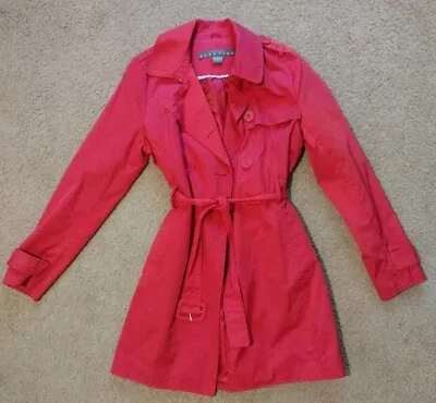 Reaction By Kenneth Cole Fuschia Pink Trench Coat Medium Military Style  • $12