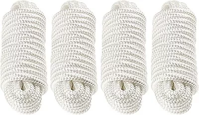 $25.99 • Buy 4 Pack 1/2 Inch 20FT Double White Braid Nylon Dock Line Mooring Rope Working
