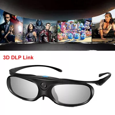 3D Active Shutter Glasses DLP-Link 96/144Hz USB Movie Black Fits BenQ W1070 W700 • $25.99