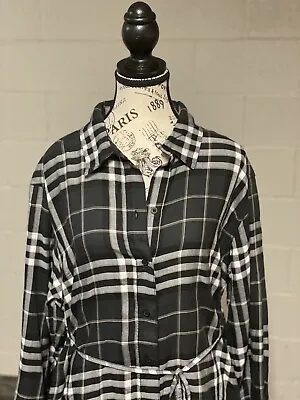 H&M Maternity Large Plaid Shirt Dress NWT- Black White Plaid Print • $12