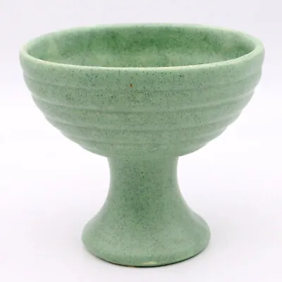 McCoy Floraline Green Fleck Ribbed Pedestal Planter Vase #462 Made USA Vintage • $18.39