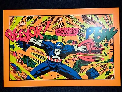 Captain America Black Light Marvel Comic Poster By Jack Kirby And Frank Giacoia • $19.99