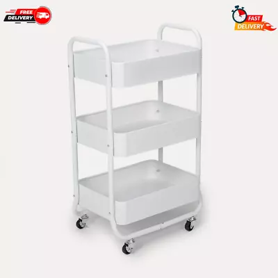 3 Tier Kitchen Bathroom Utility Storage Trolley Cart Rack Shelf Organiser Wheels • $49.99