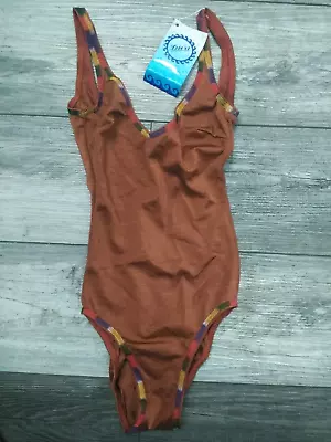VTG 70's Diva For Bloomingdale's One Piece Bathing Suit Size 6 Metallic Brown • $59.98