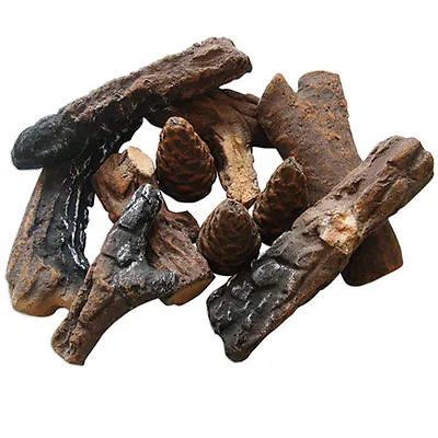10-Pieces Set Realistic Flame Small Ceramic Wood Fireplace Logs Firepit Log Set • $35.90