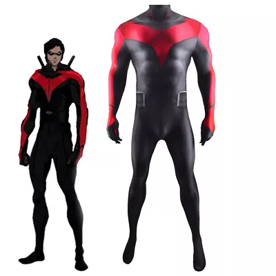 Titans The Batman Nightwing Robin Jumpsuit Superhero Adult Kids Bodysuits Red • $63.80