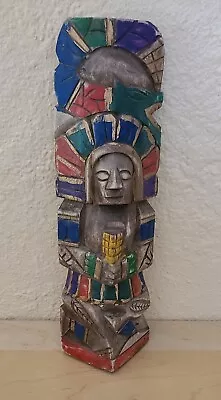 Vintage Aztec Totem Folk Art Statue Mexican Ethnic Figurine Hand Carved Painted • $29.45