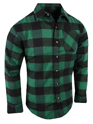 Mens Plaid Flannel Shirt Soft Big Checker Pattern Chest Pocket Casual Up To 5XL! • $17.95