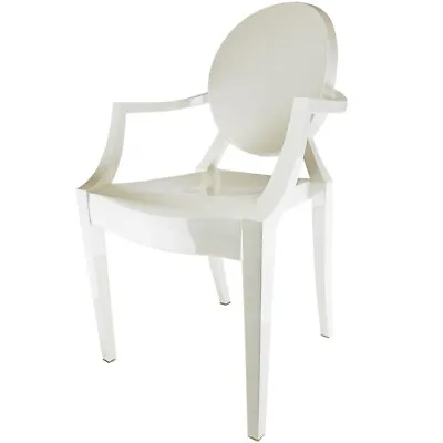 Fusion Living Ivory White Ghost Style Plastic Louis Armchair • £79.10