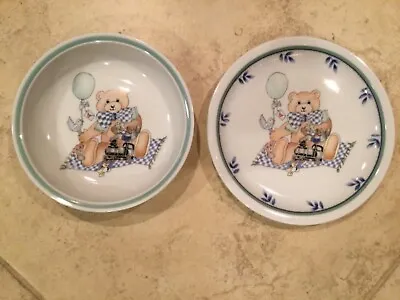 Childs Porcelain 2 Piece Dish Set Villeroy & Boch Kiddy Teddy Bear Collection • $29.99