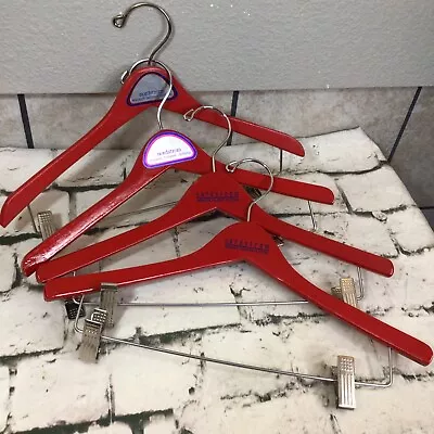 Vintage Nordstrom Hangers Womens Section Red Painted Wood Suits Pants Lot Of 4 • $27.99