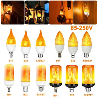 LED Flicker Flame Lamp Bulb Burning Fire Effect Candle Bulb Light B22 E14 E27 • $14.99