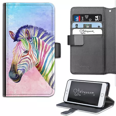 $36.43 • Buy Watercolour Zebra Stripes Deluxe PU Leather Wallet Phone Case;Flip Case