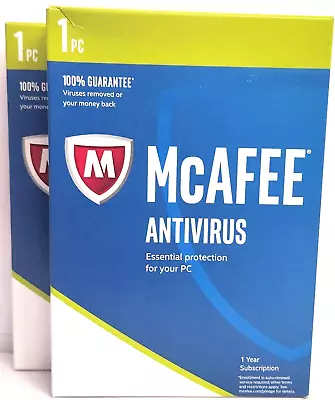 Lot Of 2 Brand NEW & SEALED! McAfee Antivirus 2017 1 PC 1 Year • $13.99